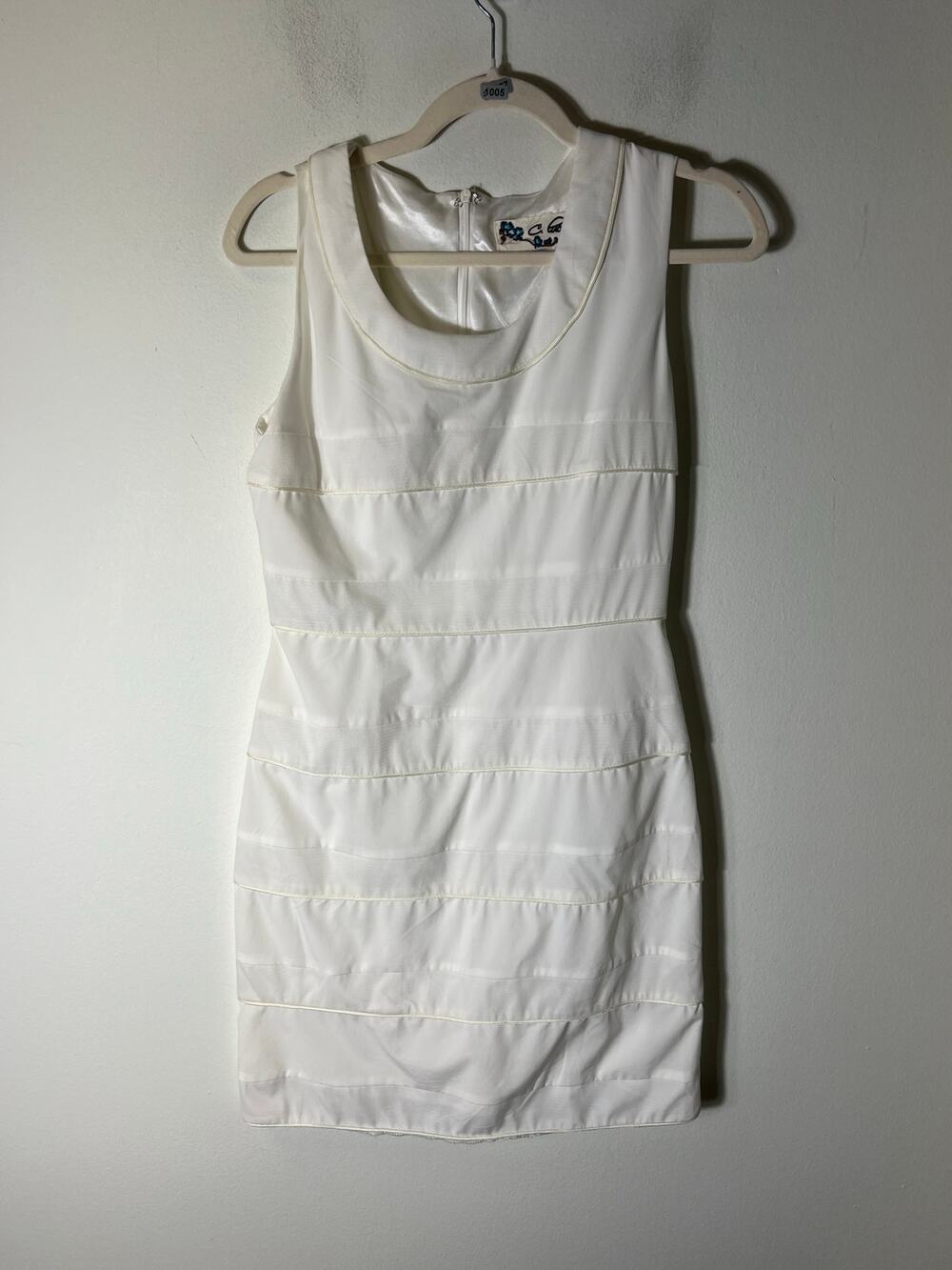 C. Luce White Sheer Sleeveless Mini Dress Sz M